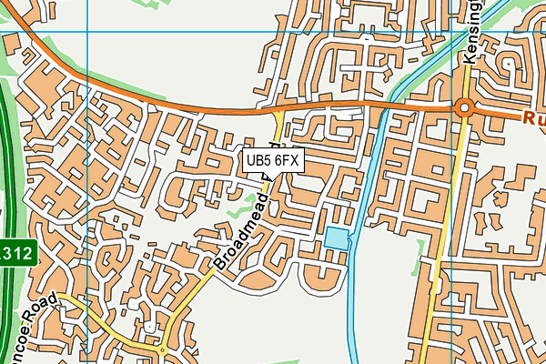 UB5 6FX map - OS VectorMap District (Ordnance Survey)