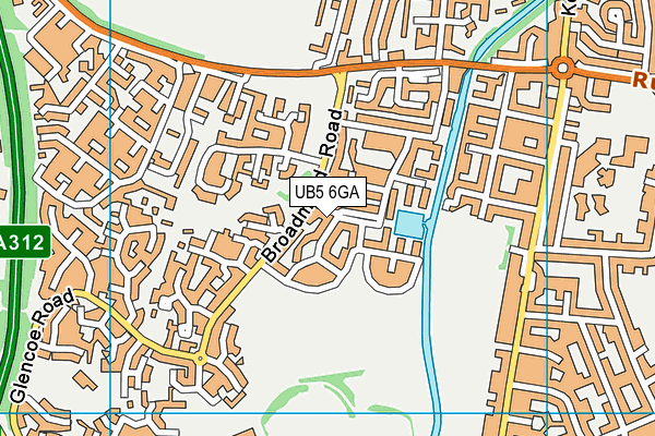 UB5 6GA map - OS VectorMap District (Ordnance Survey)