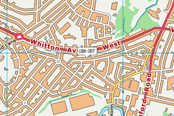 UB6 0BT map - OS VectorMap District (Ordnance Survey)