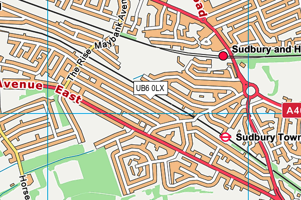 UB6 0LX map - OS VectorMap District (Ordnance Survey)