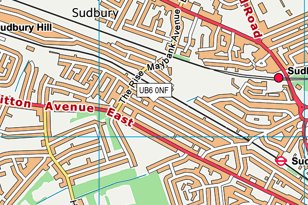 UB6 0NF map - OS VectorMap District (Ordnance Survey)
