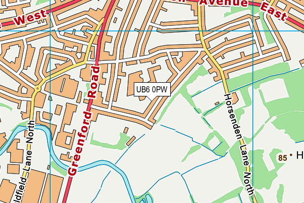 UB6 0PW map - OS VectorMap District (Ordnance Survey)
