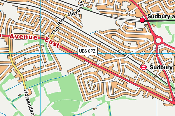 UB6 0PZ map - OS VectorMap District (Ordnance Survey)