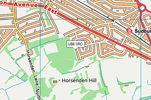 Horsenden Hill Golf Course (Closed) map (UB6 0RD) - OS VectorMap District (Ordnance Survey)