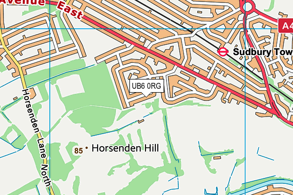 UB6 0RG map - OS VectorMap District (Ordnance Survey)