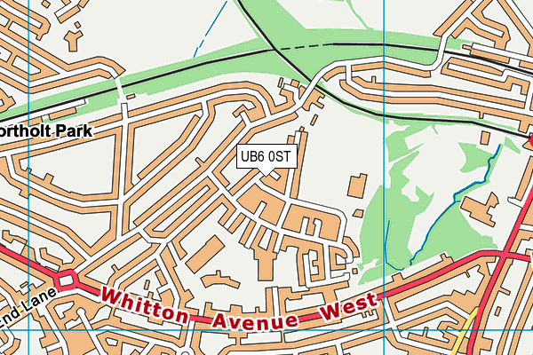 UB6 0ST map - OS VectorMap District (Ordnance Survey)