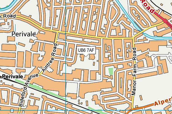 UB6 7AF map - OS VectorMap District (Ordnance Survey)