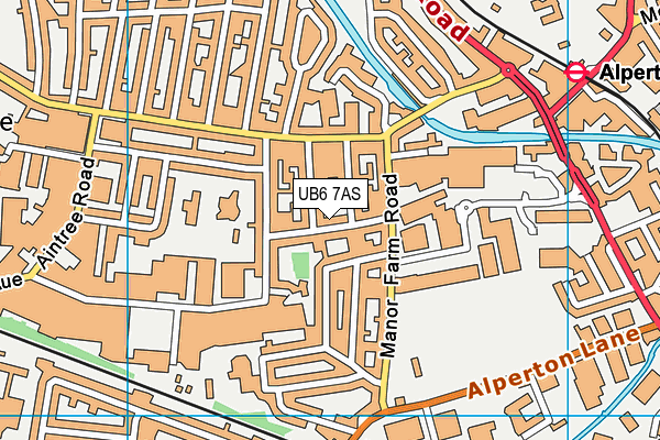 UB6 7AS map - OS VectorMap District (Ordnance Survey)