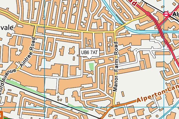 UB6 7AT map - OS VectorMap District (Ordnance Survey)