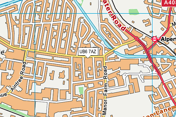 UB6 7AZ map - OS VectorMap District (Ordnance Survey)