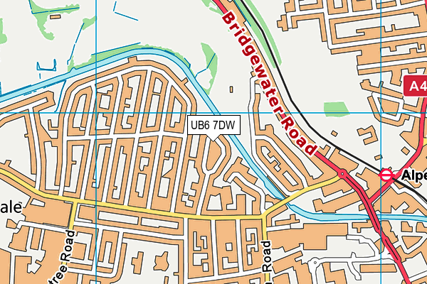 UB6 7DW map - OS VectorMap District (Ordnance Survey)