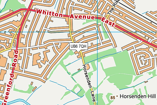 UB6 7QH map - OS VectorMap District (Ordnance Survey)