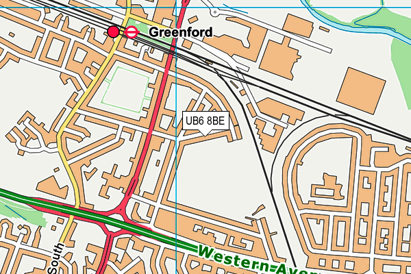 UB6 8BE map - OS VectorMap District (Ordnance Survey)