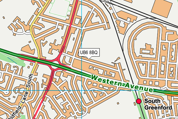 UB6 8BQ map - OS VectorMap District (Ordnance Survey)