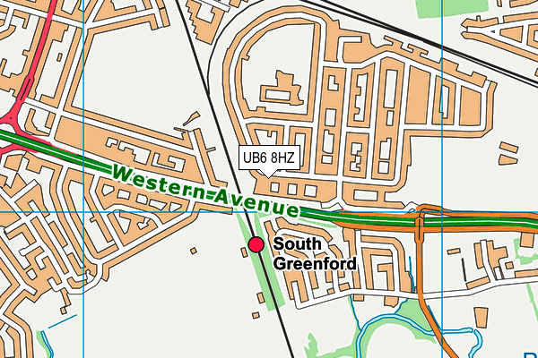 UB6 8HZ map - OS VectorMap District (Ordnance Survey)