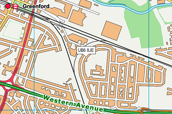 UB6 8JE map - OS VectorMap District (Ordnance Survey)