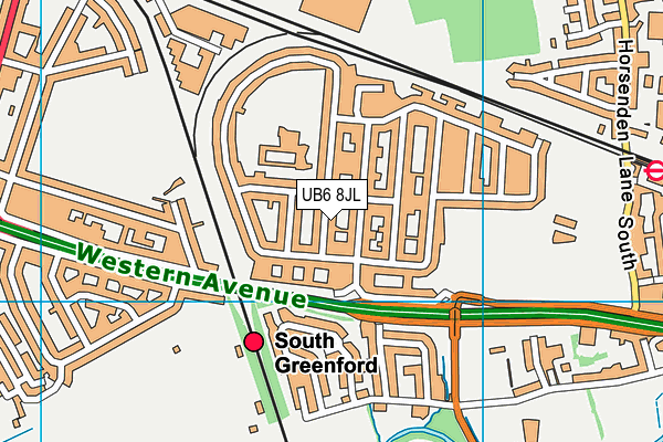 UB6 8JL map - OS VectorMap District (Ordnance Survey)