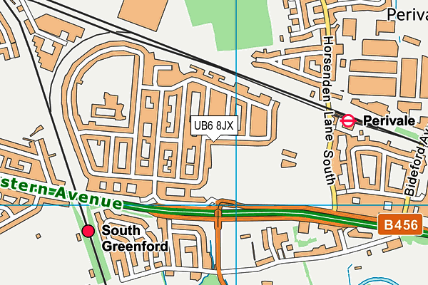 UB6 8JX map - OS VectorMap District (Ordnance Survey)