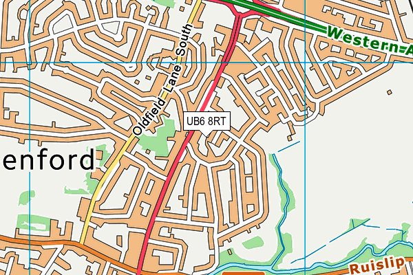 UB6 8RT map - OS VectorMap District (Ordnance Survey)