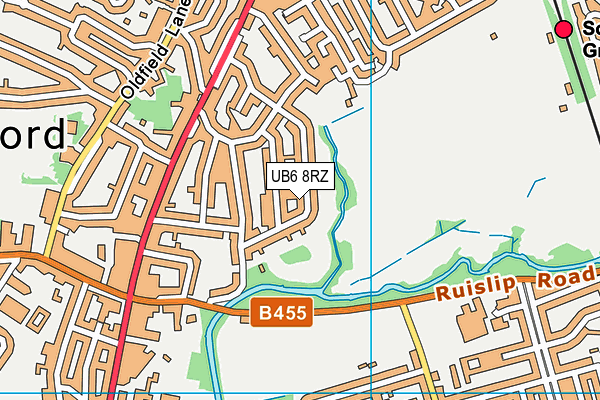 UB6 8RZ map - OS VectorMap District (Ordnance Survey)