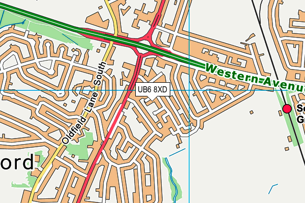UB6 8XD map - OS VectorMap District (Ordnance Survey)