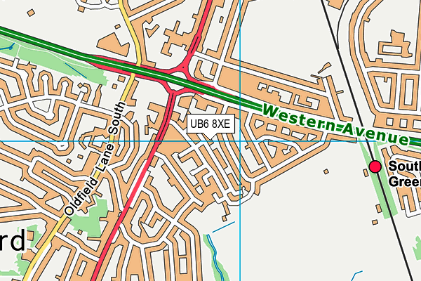 UB6 8XE map - OS VectorMap District (Ordnance Survey)