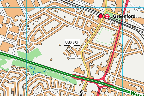 UB6 8XF map - OS VectorMap District (Ordnance Survey)