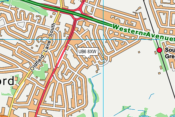 UB6 8XW map - OS VectorMap District (Ordnance Survey)