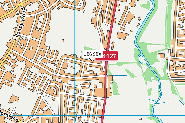 UB6 9BX map - OS VectorMap District (Ordnance Survey)