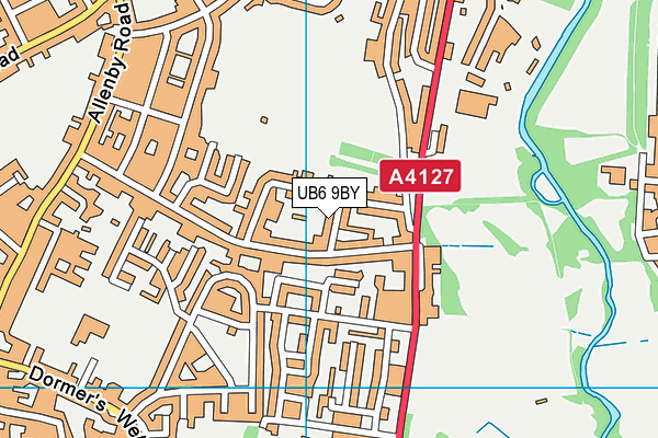 UB6 9BY map - OS VectorMap District (Ordnance Survey)
