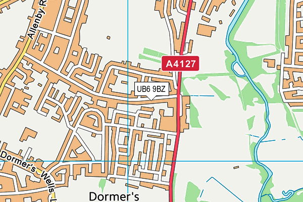 UB6 9BZ map - OS VectorMap District (Ordnance Survey)