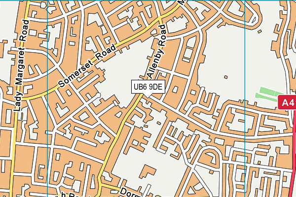 UB6 9DE map - OS VectorMap District (Ordnance Survey)