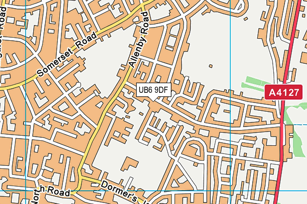 UB6 9DF map - OS VectorMap District (Ordnance Survey)