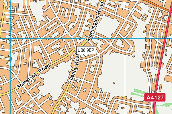 UB6 9EP map - OS VectorMap District (Ordnance Survey)