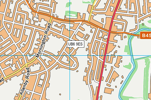 UB6 9ES map - OS VectorMap District (Ordnance Survey)