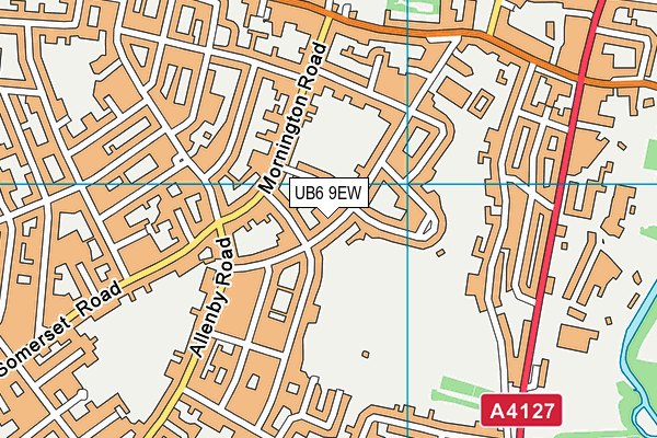 UB6 9EW map - OS VectorMap District (Ordnance Survey)