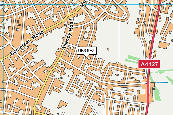 UB6 9EZ map - OS VectorMap District (Ordnance Survey)