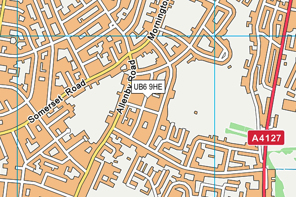 UB6 9HE map - OS VectorMap District (Ordnance Survey)