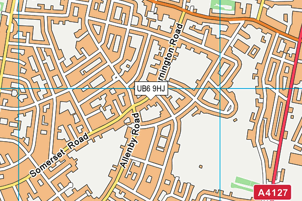 UB6 9HJ map - OS VectorMap District (Ordnance Survey)
