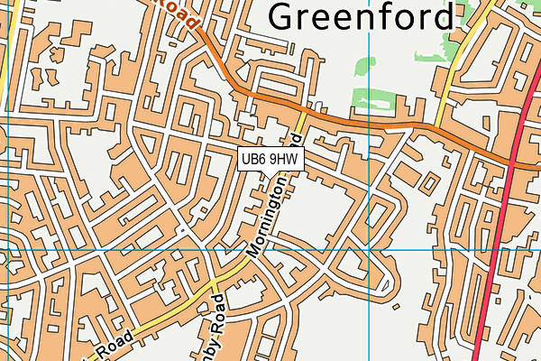 UB6 9HW map - OS VectorMap District (Ordnance Survey)