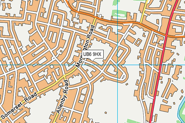 UB6 9HX map - OS VectorMap District (Ordnance Survey)