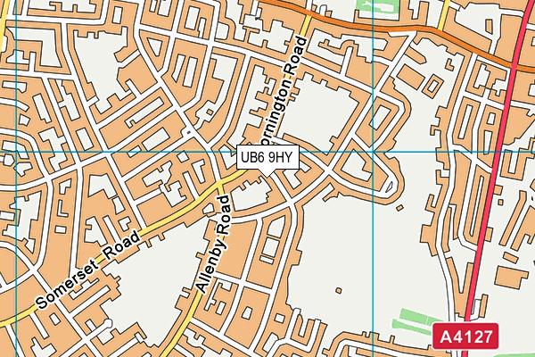 UB6 9HY map - OS VectorMap District (Ordnance Survey)