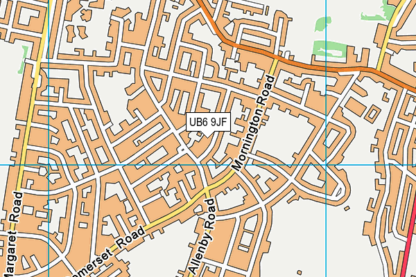 UB6 9JF map - OS VectorMap District (Ordnance Survey)