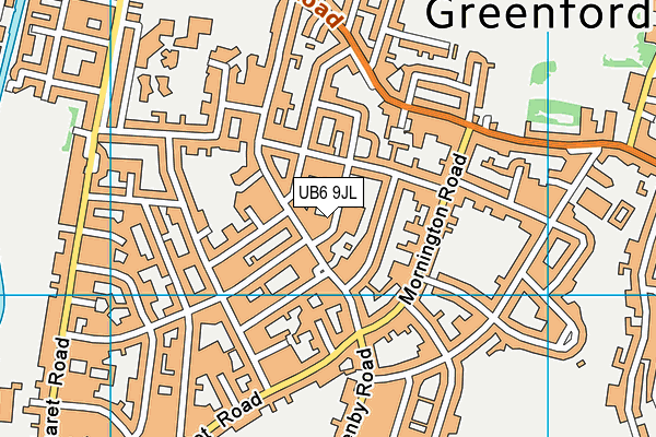 UB6 9JL map - OS VectorMap District (Ordnance Survey)