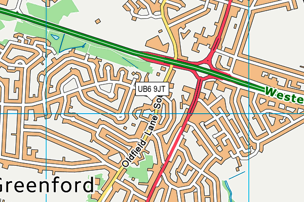 UB6 9JT map - OS VectorMap District (Ordnance Survey)