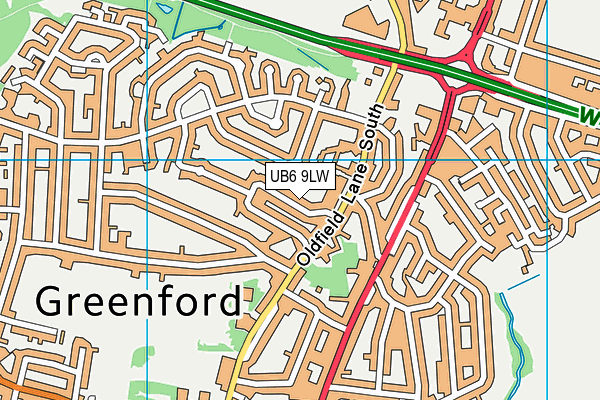 UB6 9LW map - OS VectorMap District (Ordnance Survey)