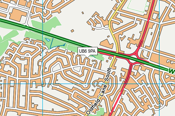 UB6 9PA map - OS VectorMap District (Ordnance Survey)