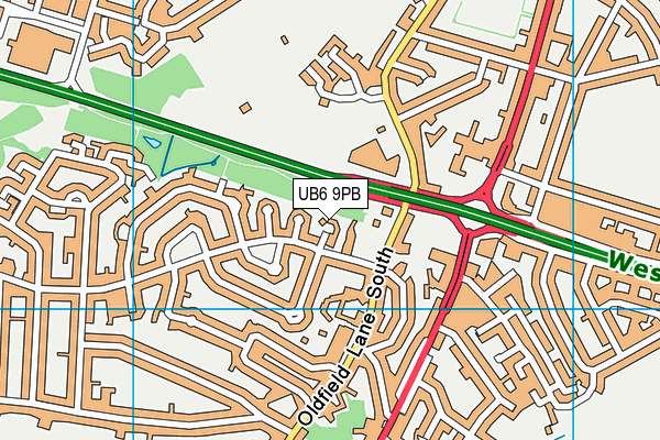 UB6 9PB map - OS VectorMap District (Ordnance Survey)