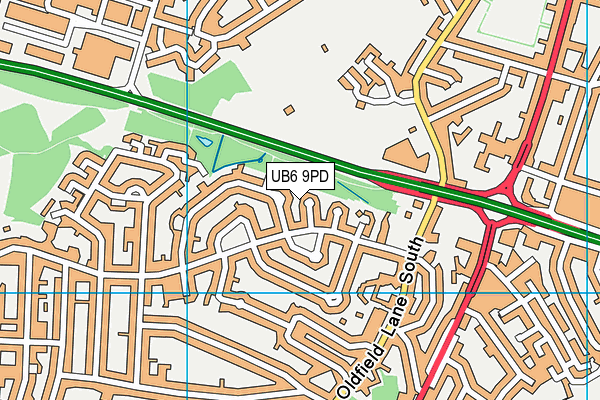 UB6 9PD map - OS VectorMap District (Ordnance Survey)