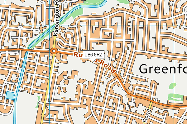 UB6 9RZ map - OS VectorMap District (Ordnance Survey)
